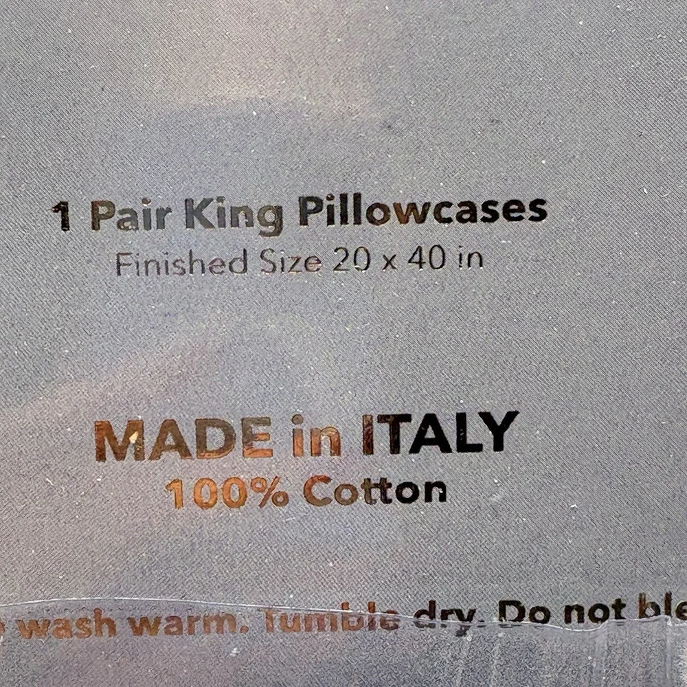 Maurizio Italy White KING Embroidered Line Cotton Percale Set of 2  Pillowcases